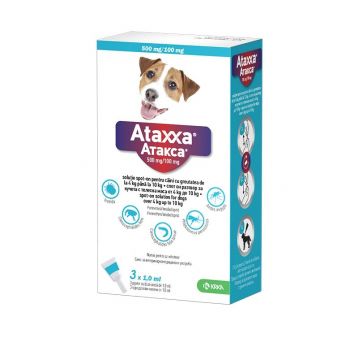 Ataxxa Dog - pipete antiparazitare pentru caini de talie mica 4-10 KG (3 pipete)