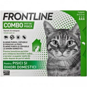 Antiparazitar extern pisici Frontline Combo, 3 pipete