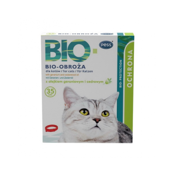 PESS Bio Zgarda pentru pisici impotriva puricilor si capuselor, cu ulei de muscata si cedru 35 cm