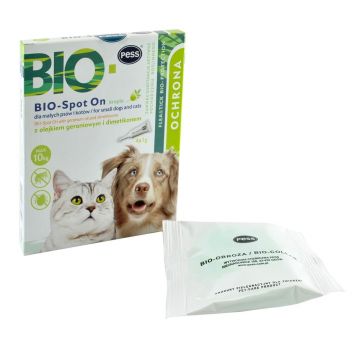 Pipeta Antiparazitara Cani/ Pisici Pess Bio-Spot On cu Ulei Geranium si Dimethicone, 4x1 g/ 10 kg Pipeta Antiparazitara Cani/ Pisici Pess Bio-Spot On cu Ulei Geranium si Dimethicone, 4x1 g/ 10 kg