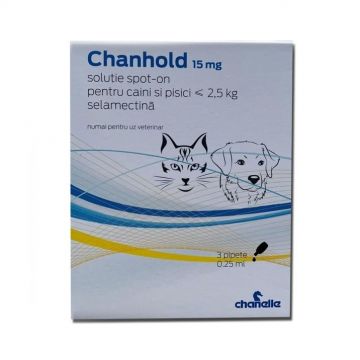 Pipete antiparazitare, Chanhold, 15 mg x 3, ≤ 2.5 kg Pipete antiparazitare, Chanhold, 15 mg x 3, ≤ 2.5 kg