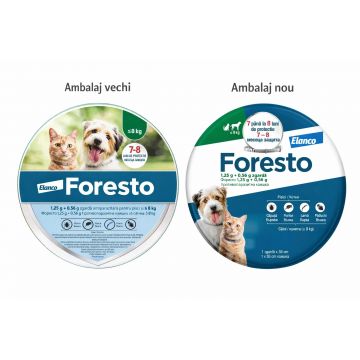 Zgarda Foresto S (38 cm), zgarda antiparazitara pentru caini cu greutatea sub 8 kg