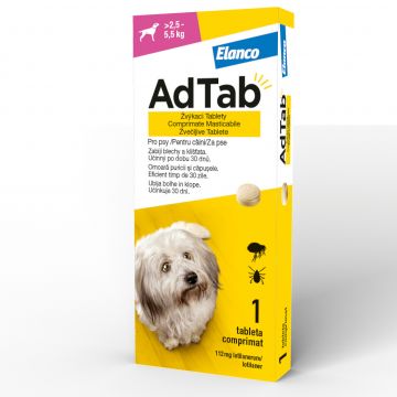 AdTab Dog 112mg (2.5-5.5kg) - Comprimate antiparazitare - 1cpr.