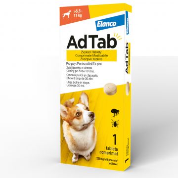 AdTab Dog 225mg (5.5-11kg) - Comprimate antiparazitare - 1cpr.