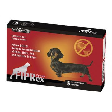 FIPRex 75 S, solutie antiparazitara externa caini talie mica (2-10 kg), cutie cu 3 pipete