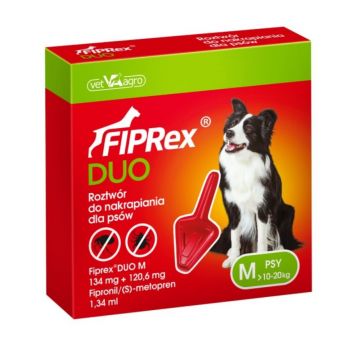 FIPRex Duo M, solutie antiparazitara externa, caini talie medie, (10-20 kg), 1 pipeta