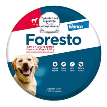 Set 2 zgarzi antiparazitare Foresto L (70 cm), pentru caini cu greutate peste 8 kg